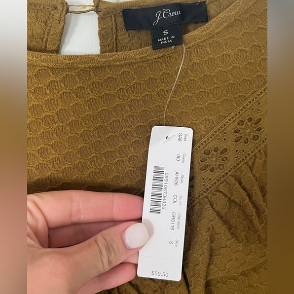 J.Crew Ruffle-trim honeycomb-knit cotton top NWT - Picture 3 of 5